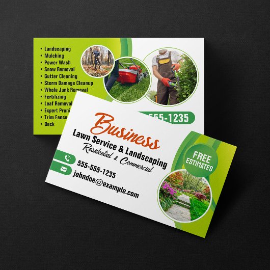 Green Orange Lawn Service & Landscaping Mowing Visitenkarte