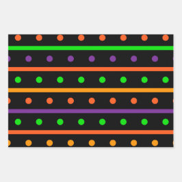 GREEN ORANGE LILA HALLOWEEN PATTER GESCHENKPAPIER SET