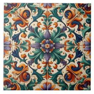 Green Orange Lila portugiesisch Azulejos Tiles Art Fliese