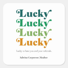 Green & Orange Lucky St. Patrick's Day Marketing Quadratischer Aufkleber