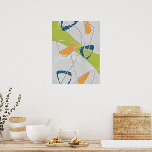 Green Orange Mitte Jahrhundert Abstrakt Moderne Vi Poster (Küche)