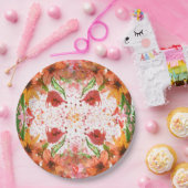 Green & Orange Modern Abstract Floral Pappteller (Party)