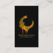 Green & Orange Paint Swirl Drip • Custom Editable  Visitenkarte (Vorderseite)