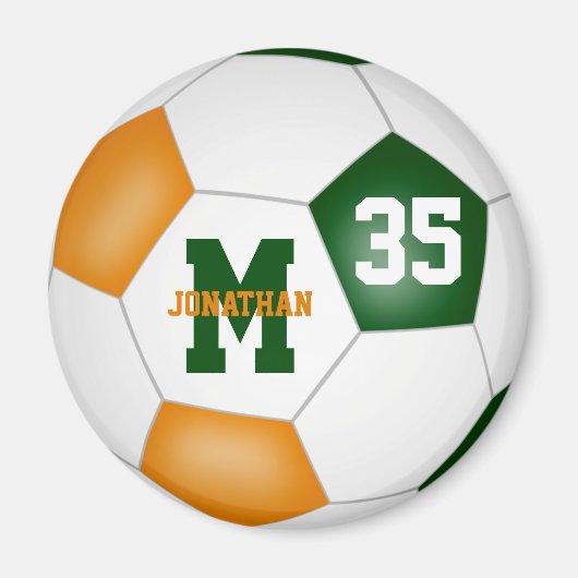 green orange personalized soccer team party gifts magnet (Vorne)