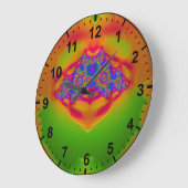 Green Orange Pink Blue Fraktal ~ Große Wanduhr (Winkel)