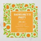 Green Orange Retro Daisy Bachelorette Itinerary Einladung (Vorne/Hinten)