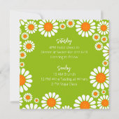 Green Orange Retro Daisy Bachelorette Itinerary Einladung (Rückseite)
