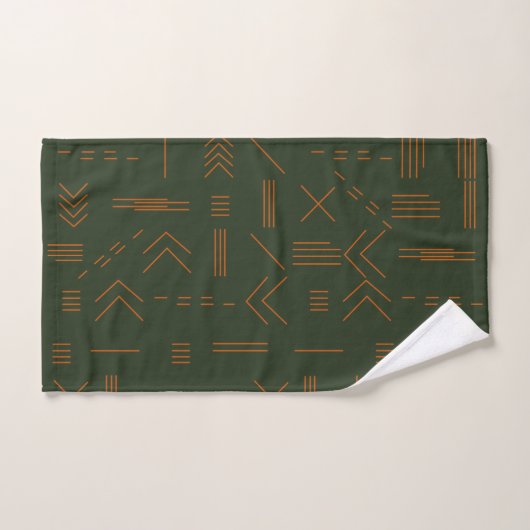 Green Orange Simple Geometric Pattern Badhandtuch Set (Handtuch)