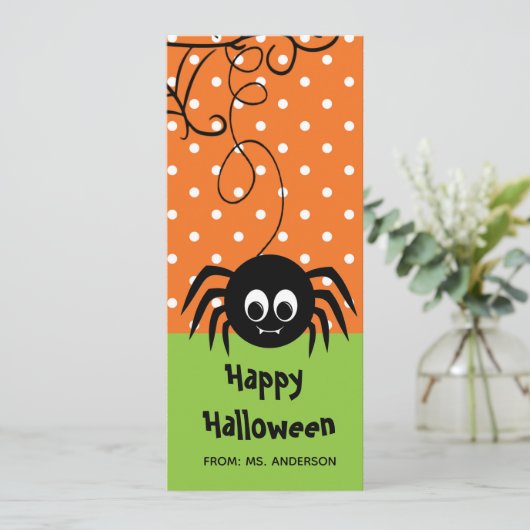 Green Orange Spider Halloween-Lesezeichen (Stehend Vorderseite)