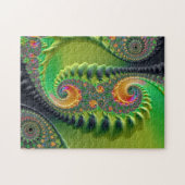 Green Orange Spirals Feine Fraktal Kunst Puzzle (Horizontal)