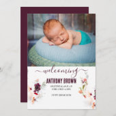 GREEN & ORANGE WATERCOLOR BABY Ankündigung (Vorne/Hinten)