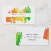 Green Orange Watercolor Spritzer Abstrakt Moderne Visitenkarte (Vorne/Hinten)