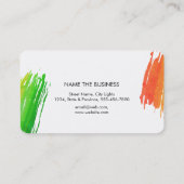 Green Orange Watercolor Spritzer Abstrakt Moderne Visitenkarte (Rückseite)