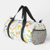 Green Orange Watercolor Wildflower Duffle Bag (Rechte Ecke)