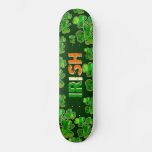 Green Orange White Irish Flag Kleeblatt Skateboard