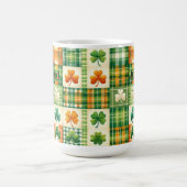 GREEN ORANGE WHITE IRISH KARIERT PATCHWORK PATTERT KAFFEETASSE (Mittel)
