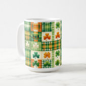 GREEN ORANGE WHITE IRISH KARIERT PATCHWORK PATTERT KAFFEETASSE (Vorderseite Links)