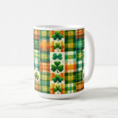 GREEN ORANGE WHITE IRISH KARIERT PATCHWORK PATTERT KAFFEETASSE (VorderseiteRechts)