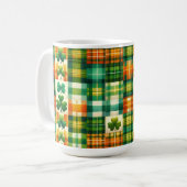 GREEN ORANGE WHITE IRISH KARIERT PATCHWORK PATTERT KAFFEETASSE (Vorderseite Links)