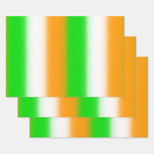 Green Orange White - St Patrick's Day Streifen Geschenkpapier Set