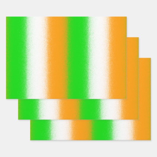 Green Orange White - St Patrick's Day Streifen Geschenkpapier Set (Set)
