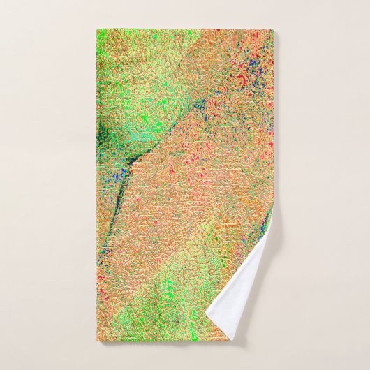 Green orange worn paint or wrinkled leather badhandtuch set (Handtuch)