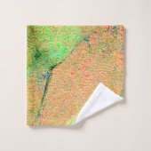 Green orange worn paint or wrinkled leather badhandtuch set (Waschlappen)