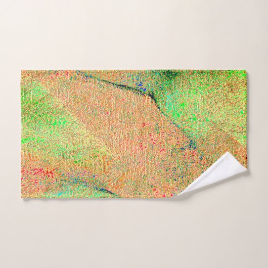 Green orange worn paint or wrinkled leather badhandtuch set (Handtuch)