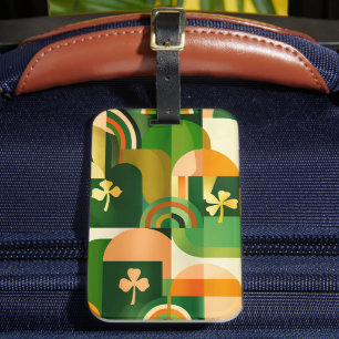 GREEN ORANGE YELLOW ABSTRAKT IRISH PATTERN GEPÄCKANHÄNGER