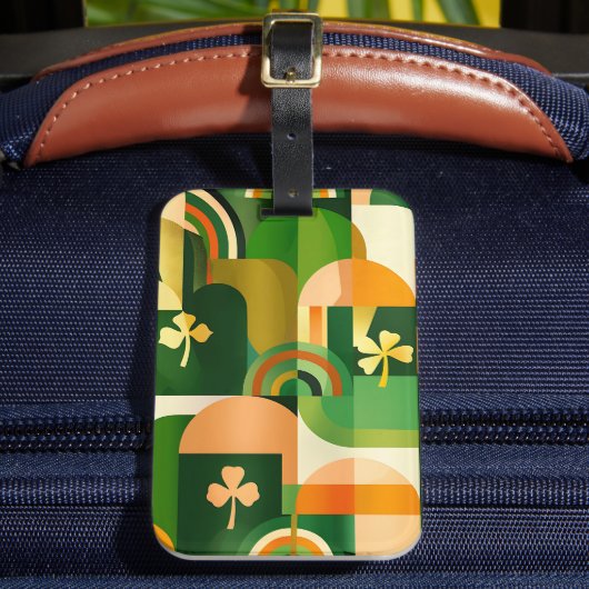 GREEN ORANGE YELLOW ABSTRAKT IRISH PATTERN GEPÄCKANHÄNGER (Vorderseite Insitu 2)