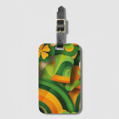 GREEN ORANGE YELLOW ABSTRAKT IRISH PATTERN GEPÄCKANHÄNGER (Vorderseite Vertikal)