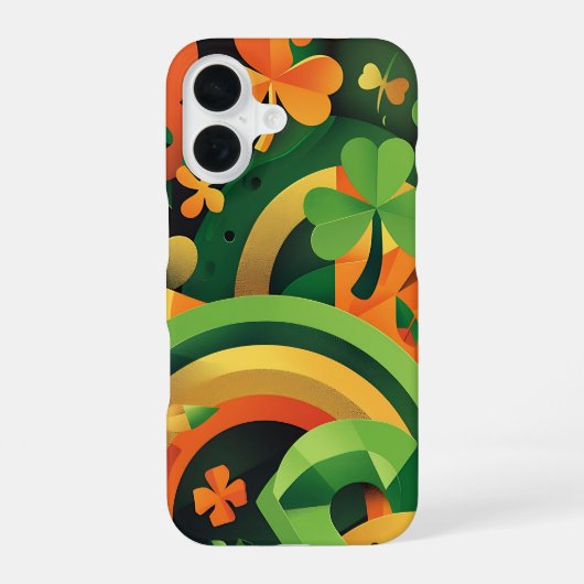 GREEN ORANGE YELLOW IRISH ABSTRAKTE PATTER iPhone 16 HÜLLE (Rückseite)