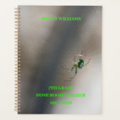 Green Orb Weaver Spider on Web School Klassroom Planer (Vorderseite)