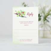 Green Orchid Marsala Wedding Reply Cards RSVP Karte (Stehend Vorderseite)
