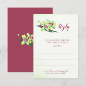 Green Orchid Marsala Wedding Reply Cards RSVP Karte (Vorne/Hinten)