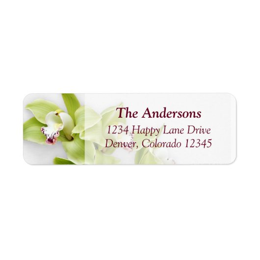 Green Orchid Wedding Rücksendeadressen-Aufkleber (Vorne)