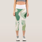 Green Organic Abstract Shapes 🍃 Capri Leggings (Vorderseite)