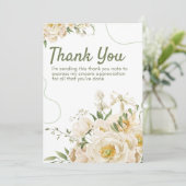 Green Organic Floral Thank You Card Dankeskarte (Stehend Vorderseite)