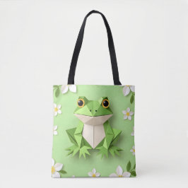 Green Origami Frog Tote Bag – Cute Nature-Inspired Tasche