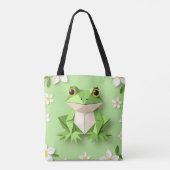 Green Origami Frog Tote Bag – Cute Nature-Inspired Tasche (Rückseite)