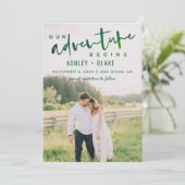 Green Our Adventure fängt Foto Save the Date an Ankündigung (Stehend Vorderseite)