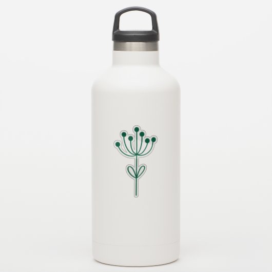 Green Outline Floral Design Transparent Custom Cut Aufkleber (Wassserflasche)