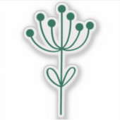 Green Outline Floral Design Transparent Custom Cut Aufkleber (Vorderseite)