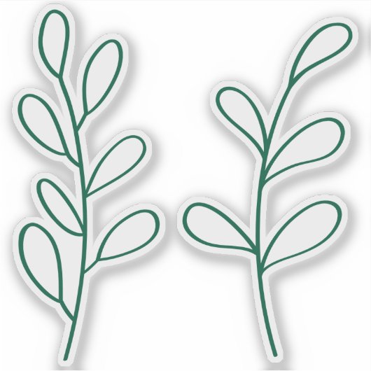Green Outline Leaves, Two Custom Cut Small Aufkleber (Vorderseite)