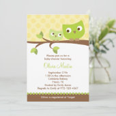 Green Owls Baby Shower Einladungen (Stehend Vorderseite)