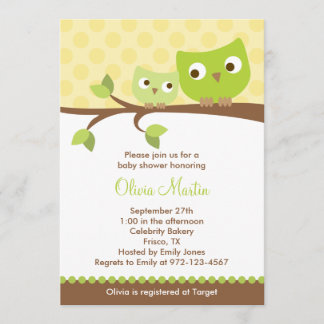 Green Owls Baby Shower Einladungen