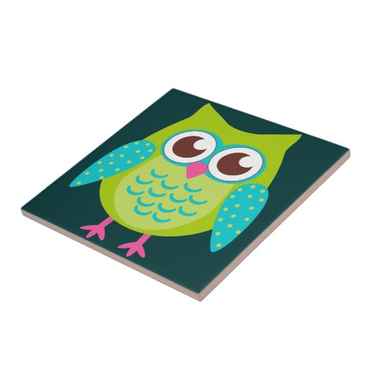 Green Owls Gift Fliese (Seite)