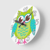 Green Owls Gift Runde Wanduhr (Winkel)