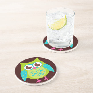 Green Owls Gift Sandstein Untersetzer