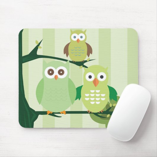 Green Owls Mousepad (Mit Mouse)